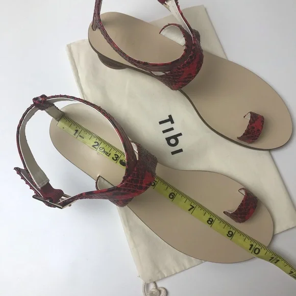 Tibi Red Snakeskin Sandals - Picture 4 of 5